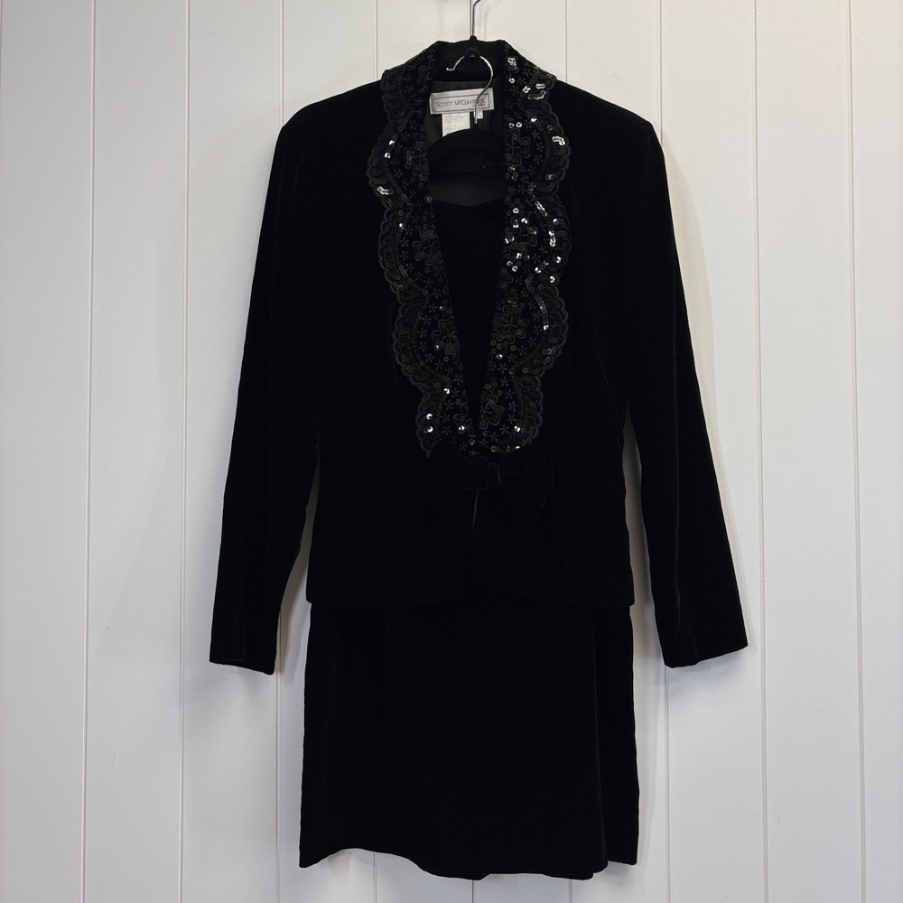 Vintage Scott McClintock Whimsigoth Velvet Skirt Suit Womens Size 10